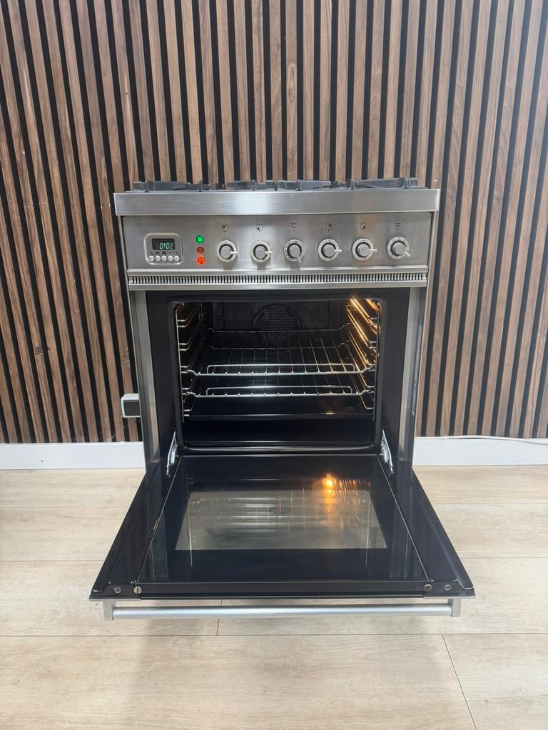 Luxe Rvs 4-pits Boretti Fornuis 60 cm (Gratis bezorgen), 5258sh, 60 cm of meer, Zo goed als nieuw, Energieklasse A of zuiniger