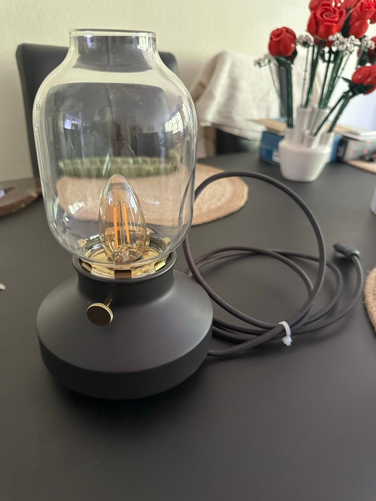 IKEA TÄRNABY Tafellamp - Zwart met Glazen Kap nieuw!, Ophalen, Nieuw, Glas, Minder dan 50 cm
