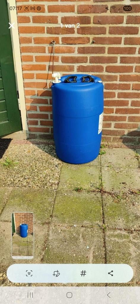 Blauwe  60 liter vat met kraantje voor allerlei vloeistoffen, Ophalen, Kunststof, Gebruikt, Met kraantje