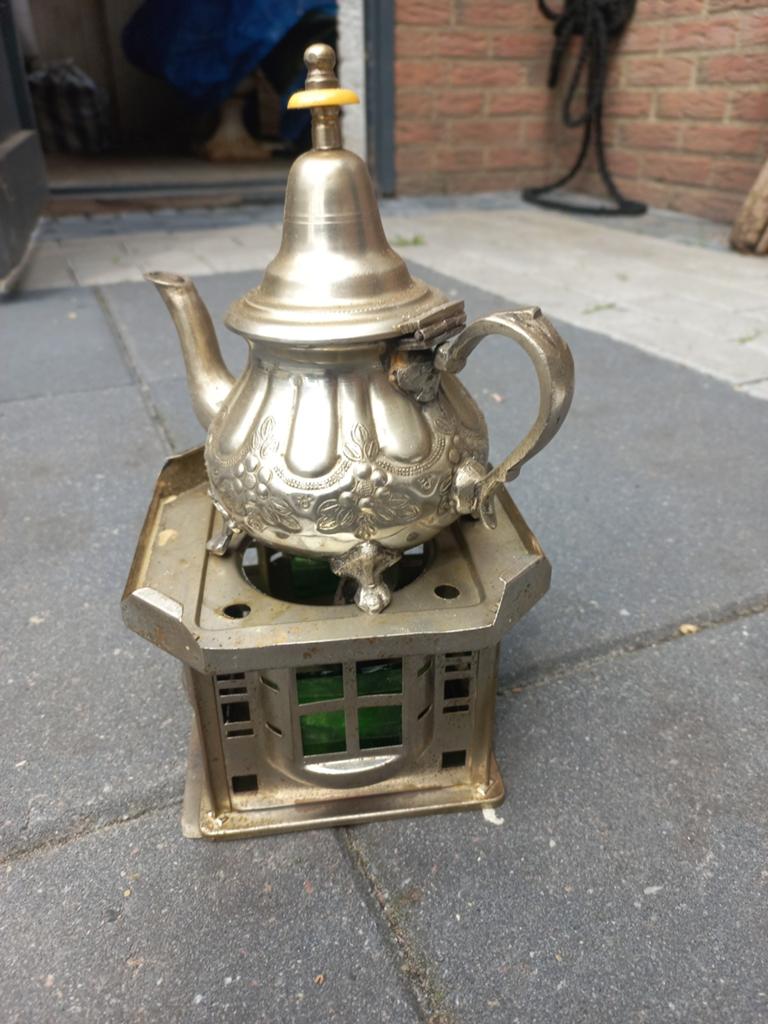 Vintage Marokkaanse theepot met theelichtje, Ophalen of Verzenden