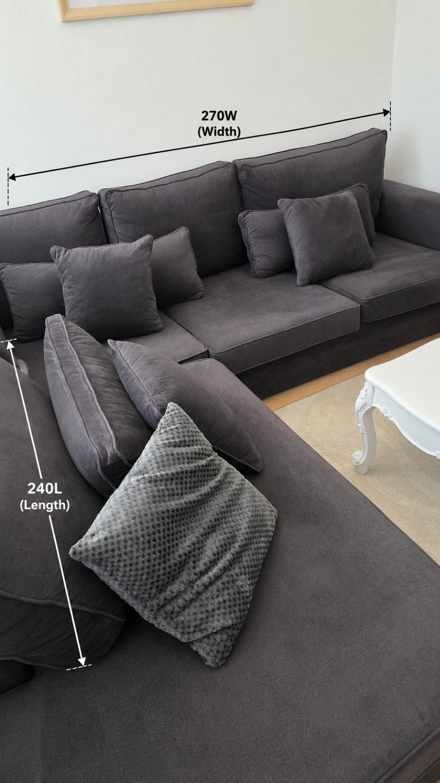 Te koop: Zwarte Velvet Bank 240L x 270W, Ophalen, Gebruikt