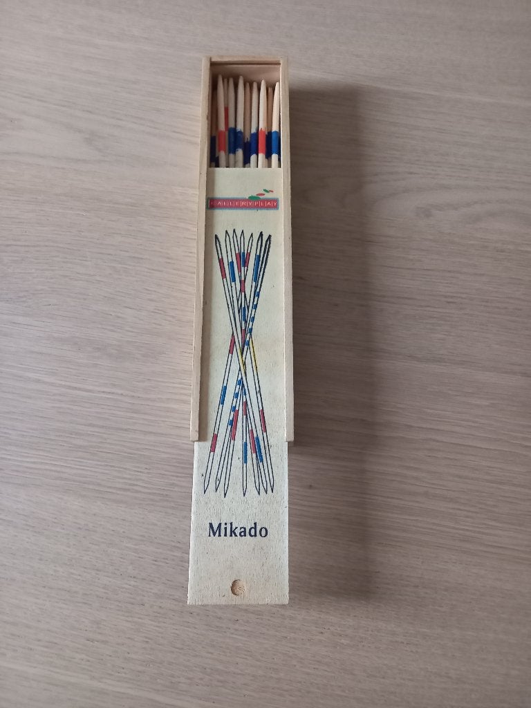 mikado in houten doosje, Ophalen of Verzenden, Gebruikt