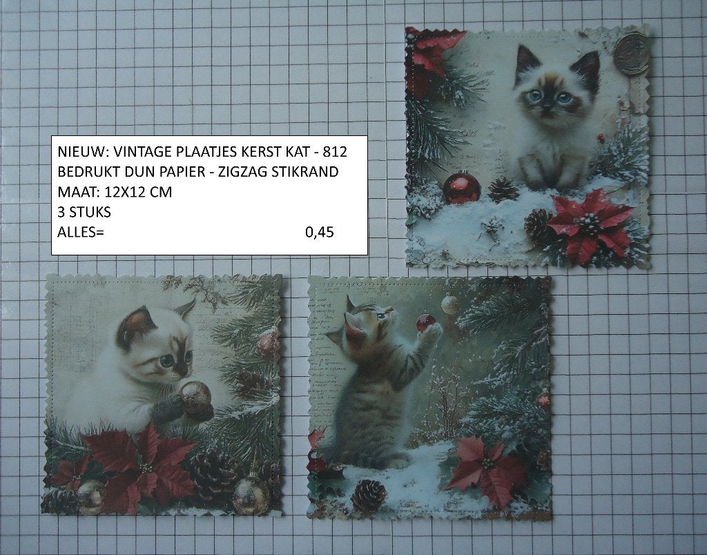 ⚠️nu 0,30: vintage plaatjes kerst kat 812 ( alleen verzenden, Hobby en Vrije tijd, Kaarten | Zelf maken, Ophalen, Nieuw, Kerst