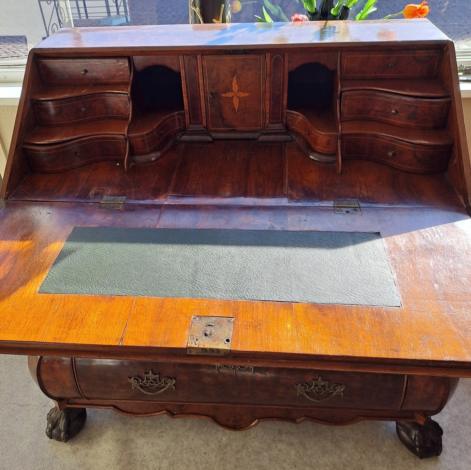Foto 5 van Antieke Barok Secretaire Mahonie op Eikenhout ca. 1800