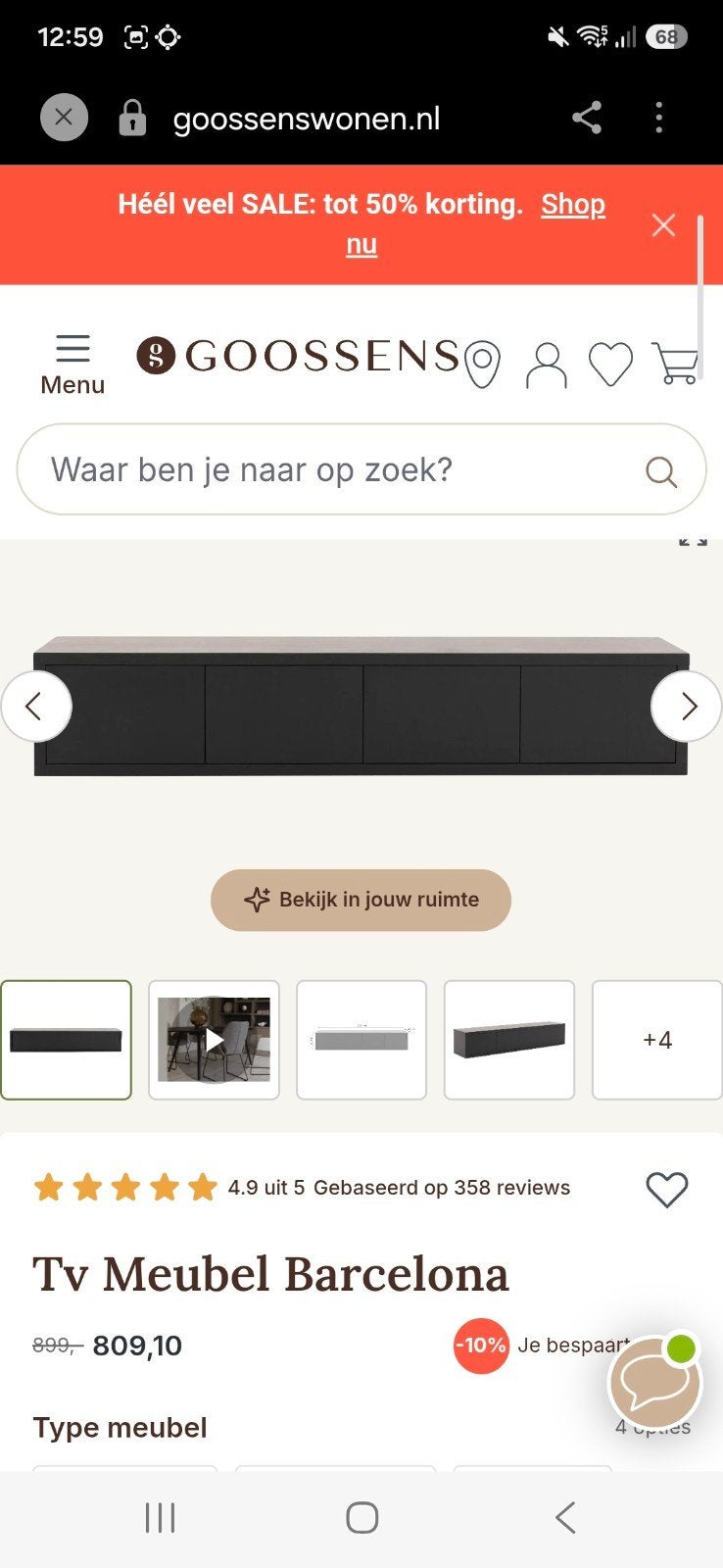 Goossens tv meubel Barcelona, Huis en Inrichting, Ophalen, 25 tot 50 cm, 150 tot 200 cm