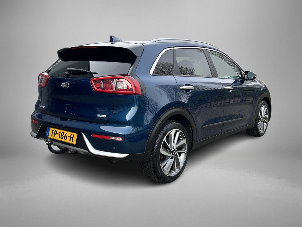 Kia Niro 1.6 GDi Hybrid DynamicPlusLine | Trekhaak | Schuifd, Auto's, Kia, 12 maanden, Gebruikt, Blauw, Leder en Stof