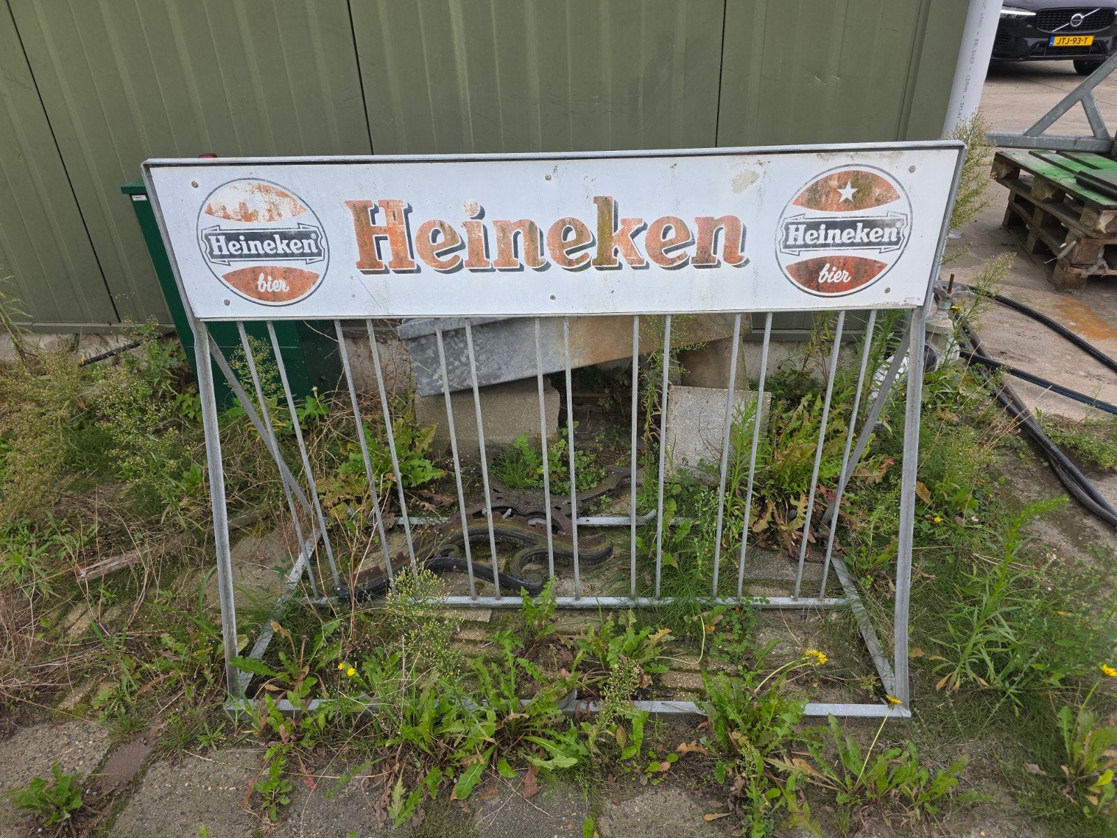 Heineken Reclamebord/Fietsenrek - Vintage Bier Promotie, Ophalen, Gebruikt, Reclamebord, Plaat of Schild, Heineken