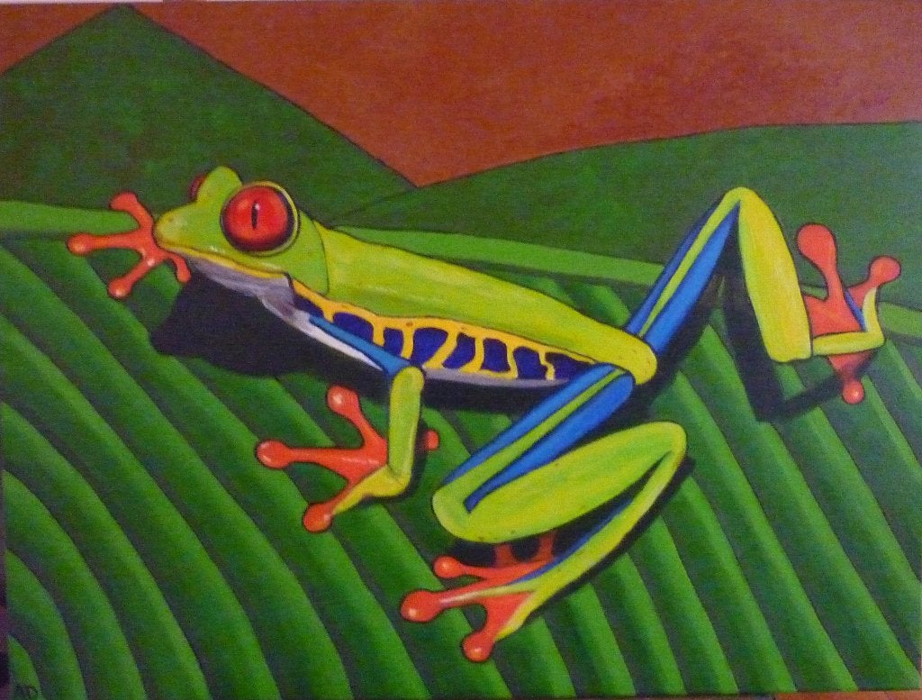 Kikker, Acrylverf, Handgeschilderd, Ophalen of Verzenden, Dieren
