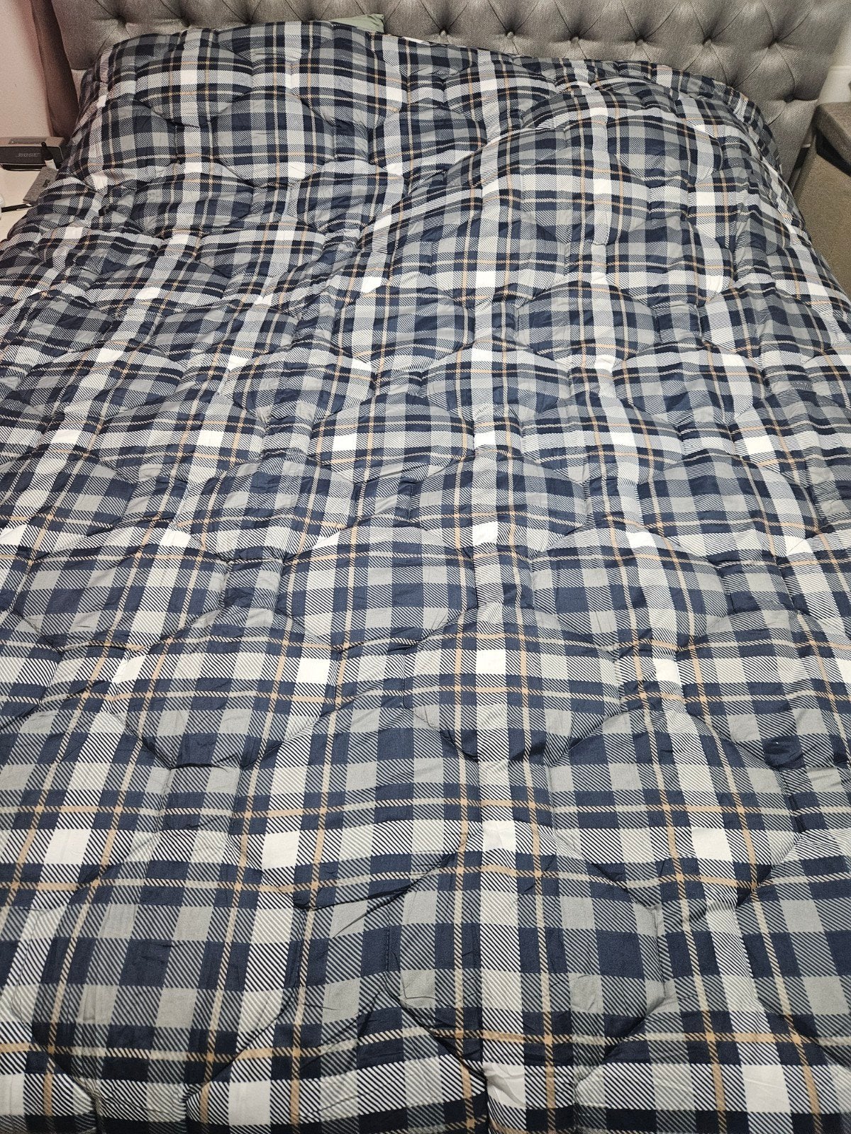 HappyBed Dekbed 240x220 cm - Geruit Blauw/Wit/Bruin, Meerkleurig, Tweepersoons, Ophalen of Verzenden, Overige merken