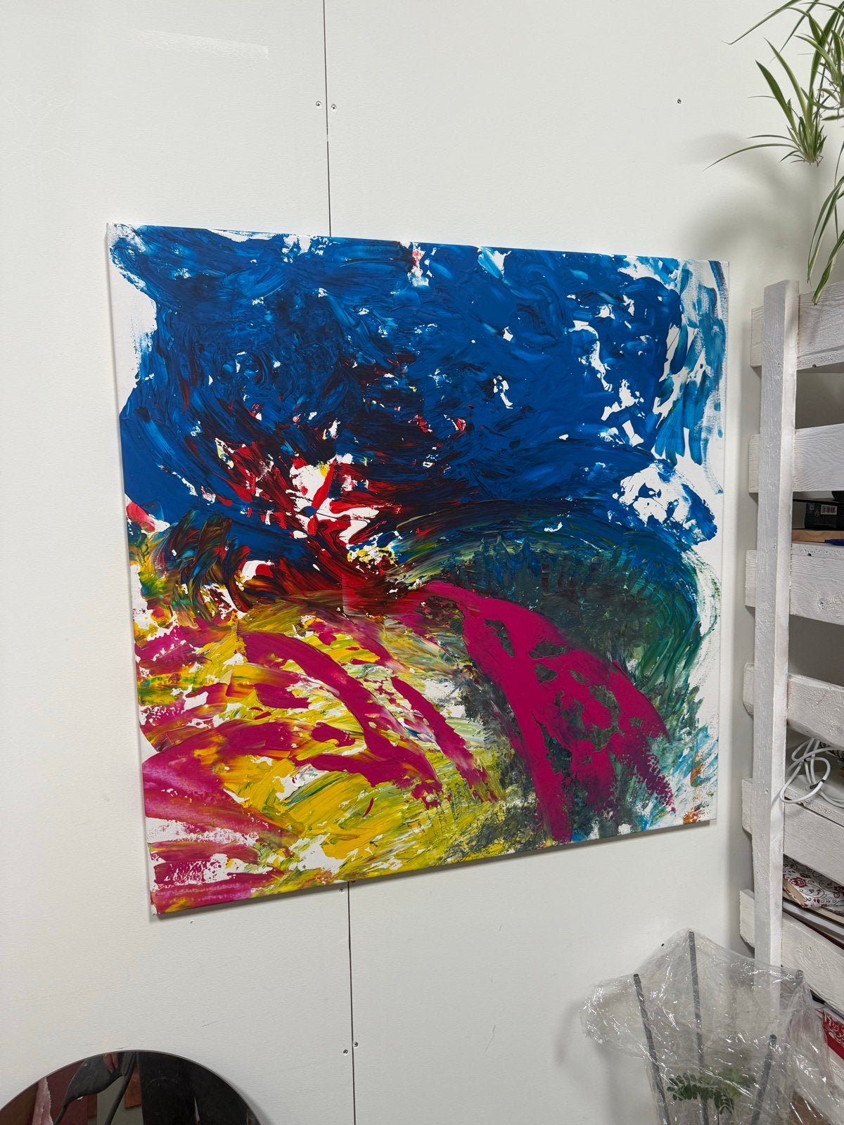 Schilderij "Tulpenveld" van Hanna Shukh - 100x100 cm, Ophalen of Verzenden