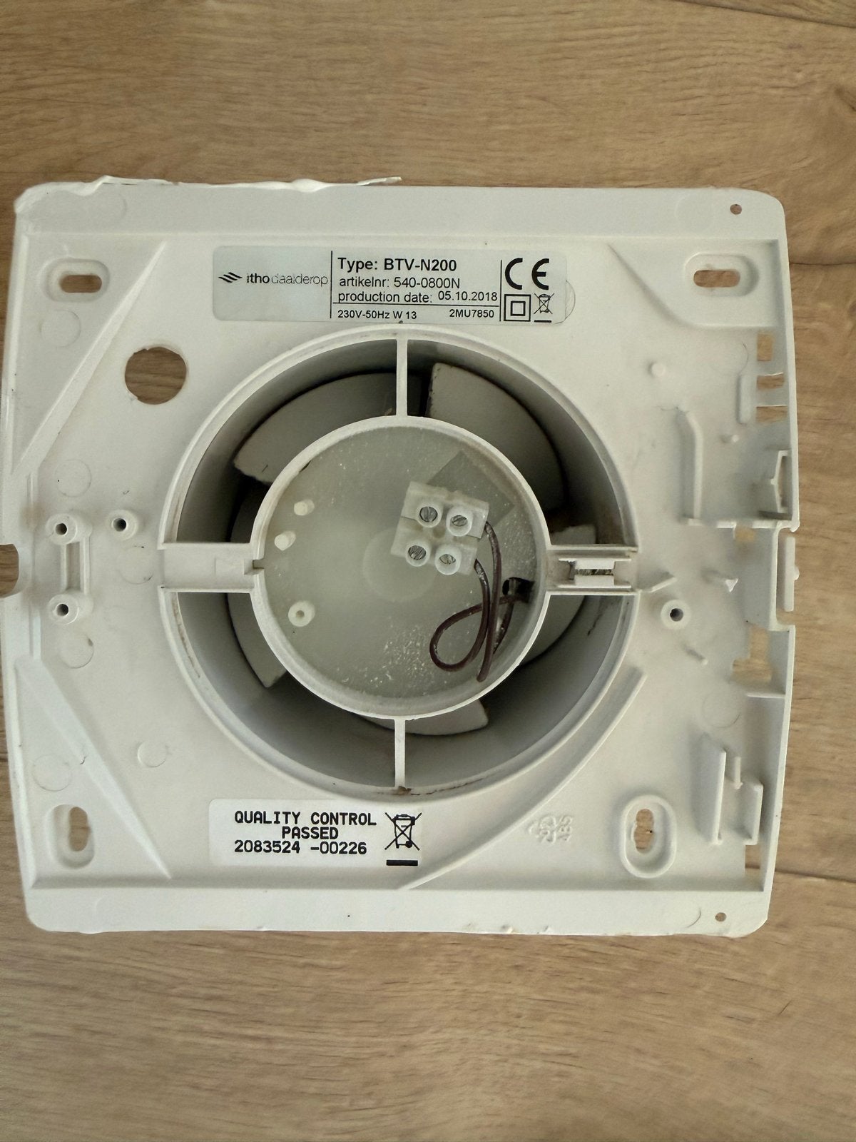 Itho Daalderop BTV-N200 Ventilator/Afzuiger, Ophalen, Gebruikt, Ventilator en Afzuiger