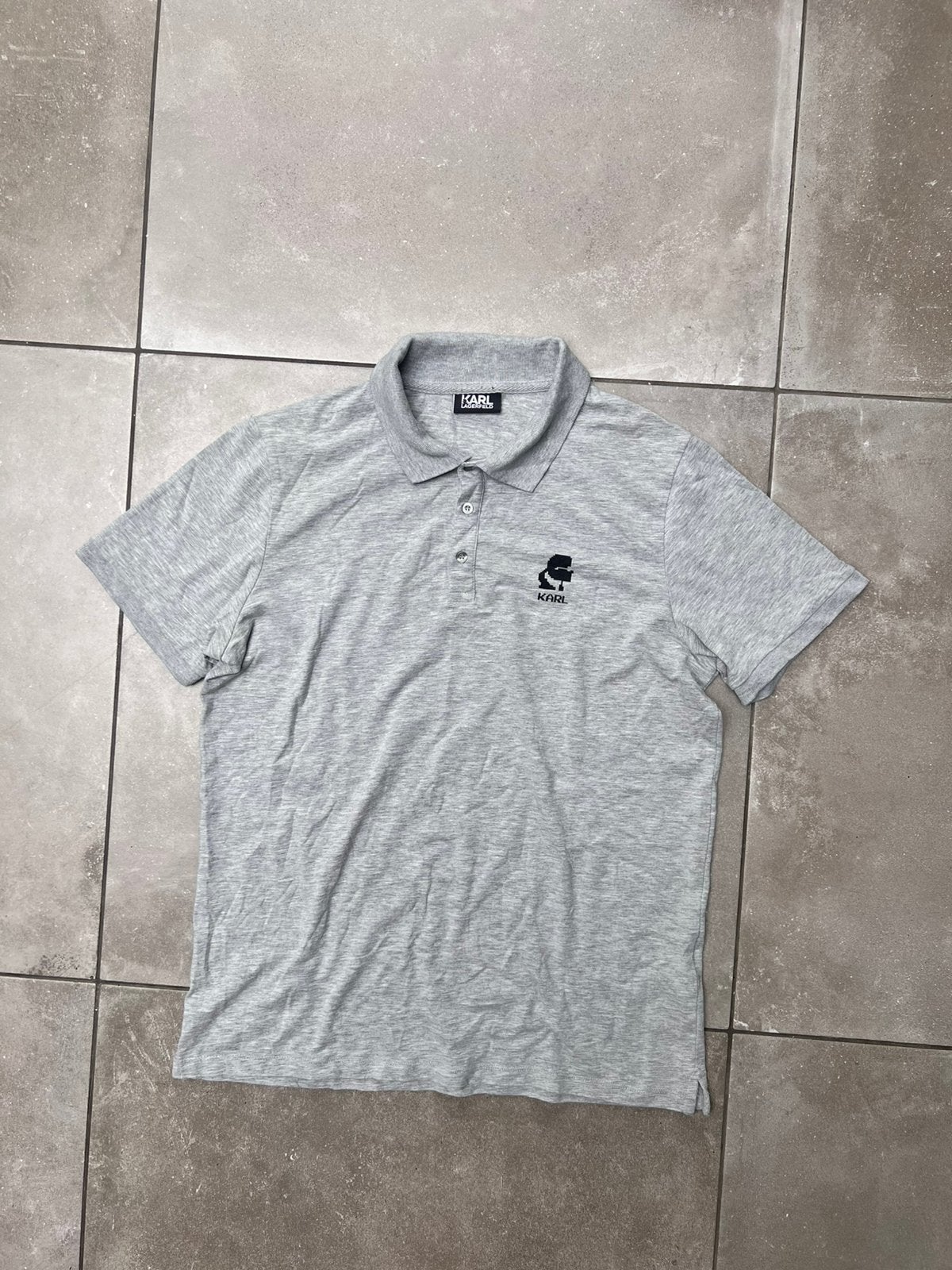 KARL LAGERFELD GRIJS POLO SHIRT POLOSHIRT MAAT L, Kleding | Heren, Ophalen of Verzenden, Zo goed als nieuw, Maat 52/54 (L), Grijs