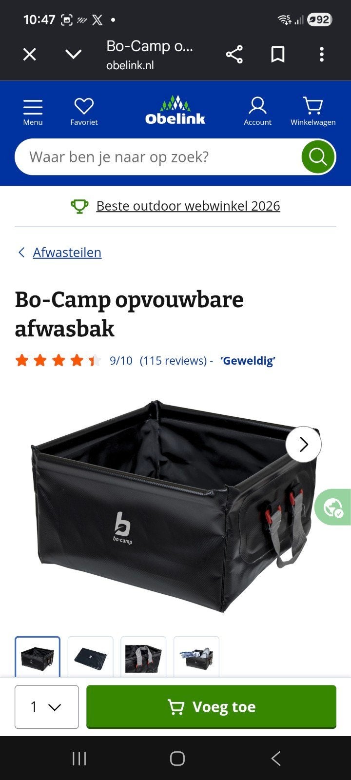 Bo-Camp opvouwbare wasbak voor camping en outdoor, Ophalen of Verzenden