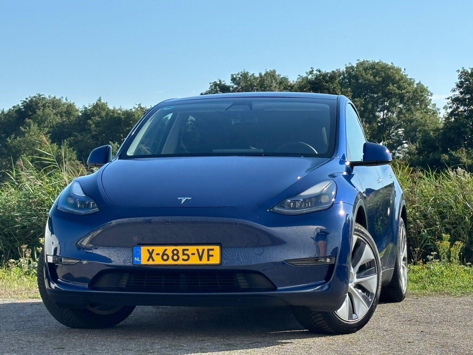 Tesla Model Y Long Range AWD 75 kWh - Deep Blue Metallic - T, Auto's, Automaat, Dealer onderhouden, Gebruikt, Zwart