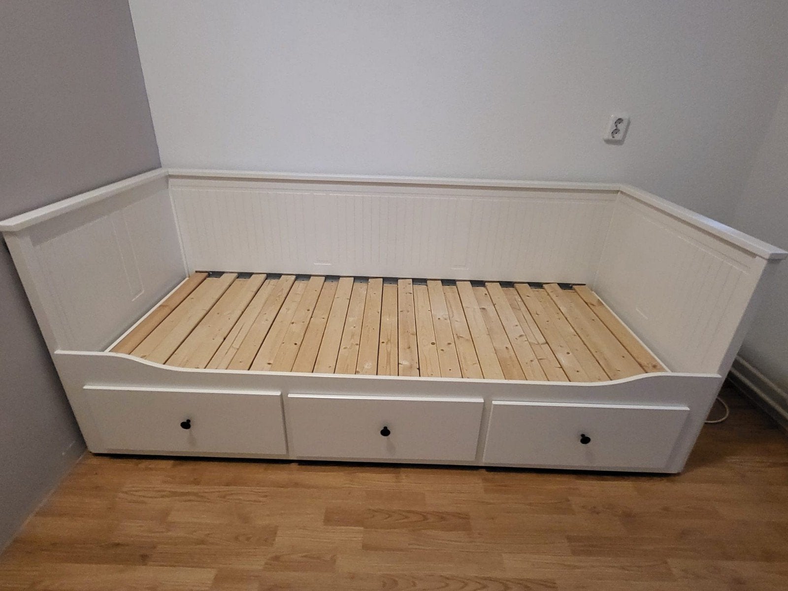 ikea Bremnes uitklapbed met lades, Ophalen, Wit, Tweepersoons, 80 cm