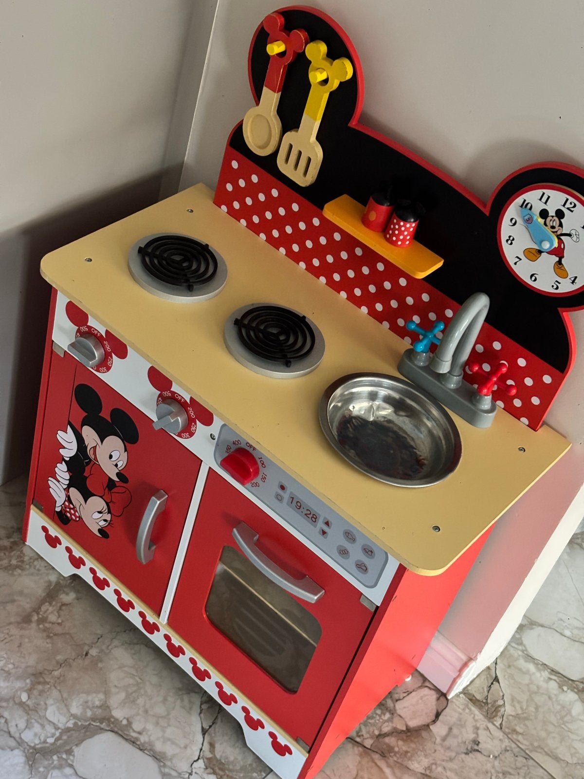 Houten speelgoedkeuken Mickey & Minnie Mouse, Ophalen of Verzenden, Zo goed als nieuw, Hout, Speelkeuken