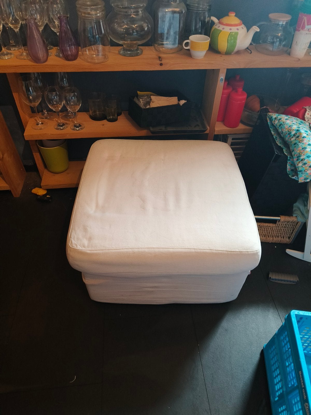IKEA Voetenbank/Poef - Wit, Ophalen, Gebruikt, 50 tot 75 cm, Vierkant