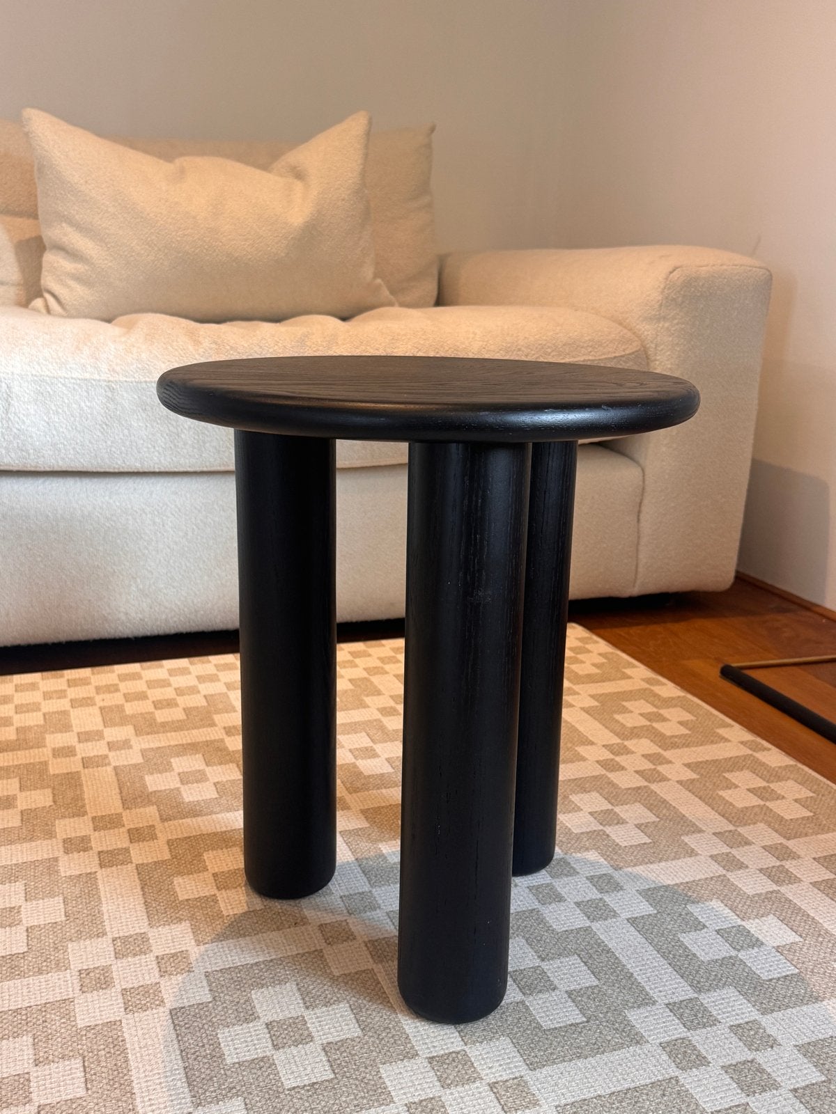Westwing houten bijzettafel zwart, Ophalen, Minder dan 45 cm, Gebruikt, Rond