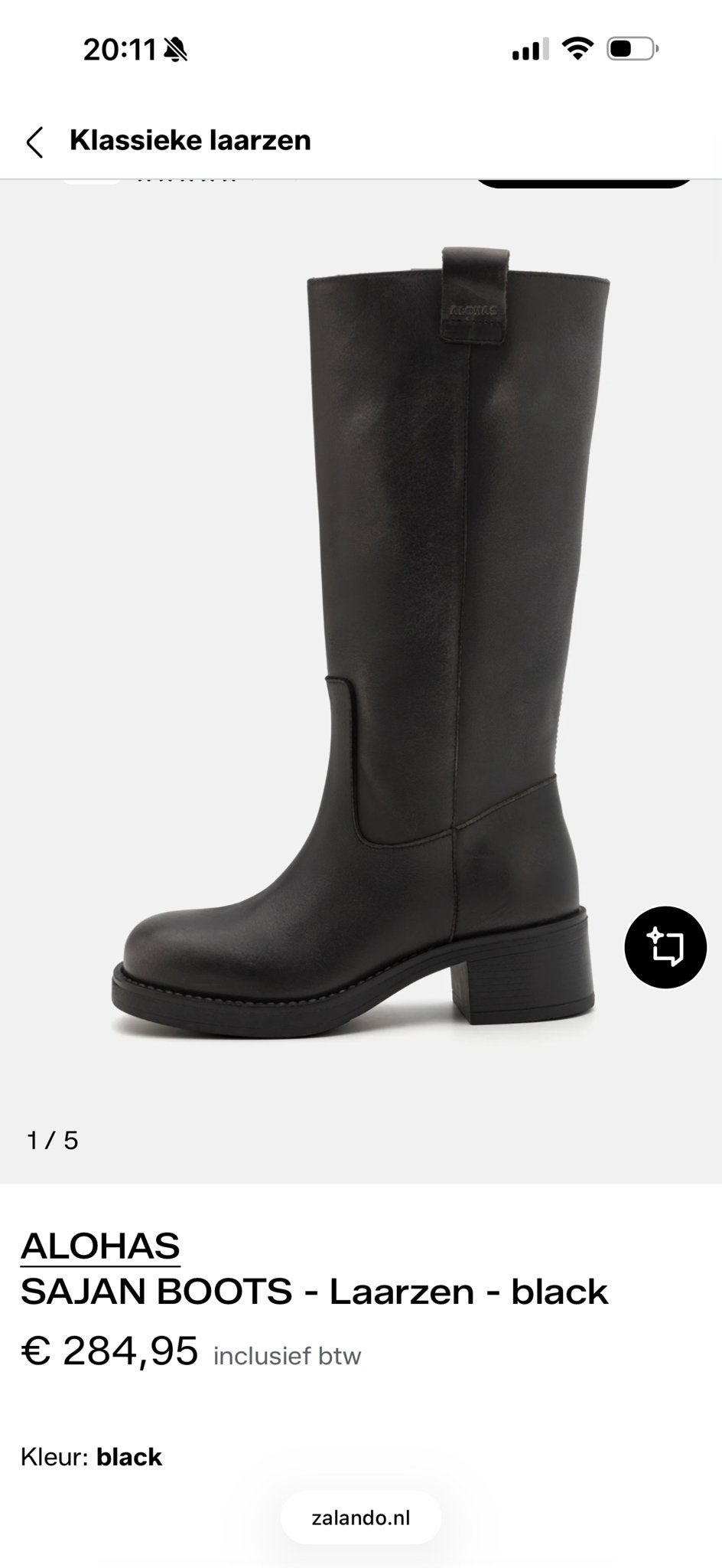 Alohas Sajan Boots - Zwarte Leren Laarzen Maat 41, Verzenden, Zo goed als nieuw, Zwart, Hoge laarzen