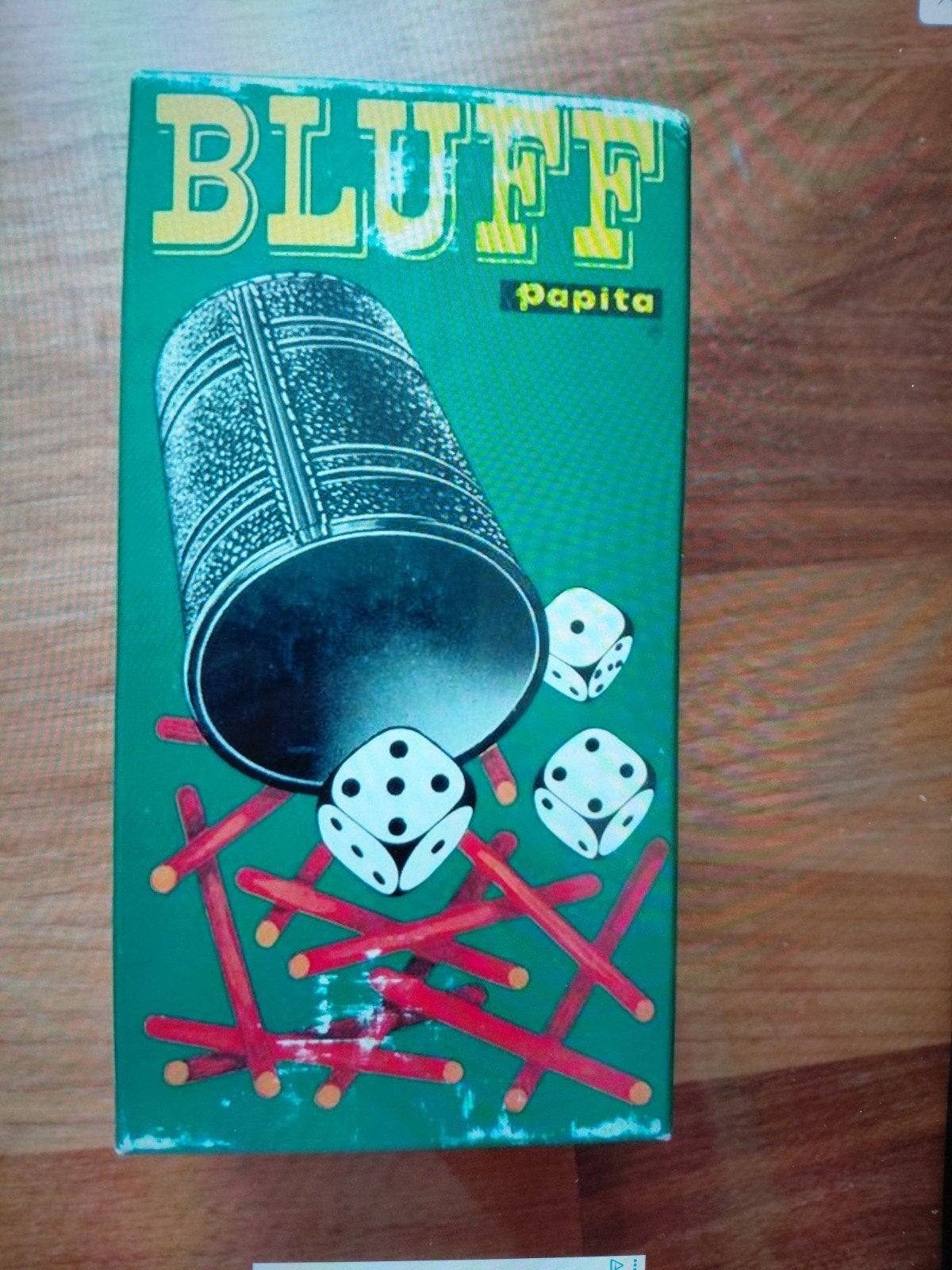Bluff Papita dobbelspel - Gezellig familiespel, Drie of vier spelers, Ophalen, Gebruikt, Papita