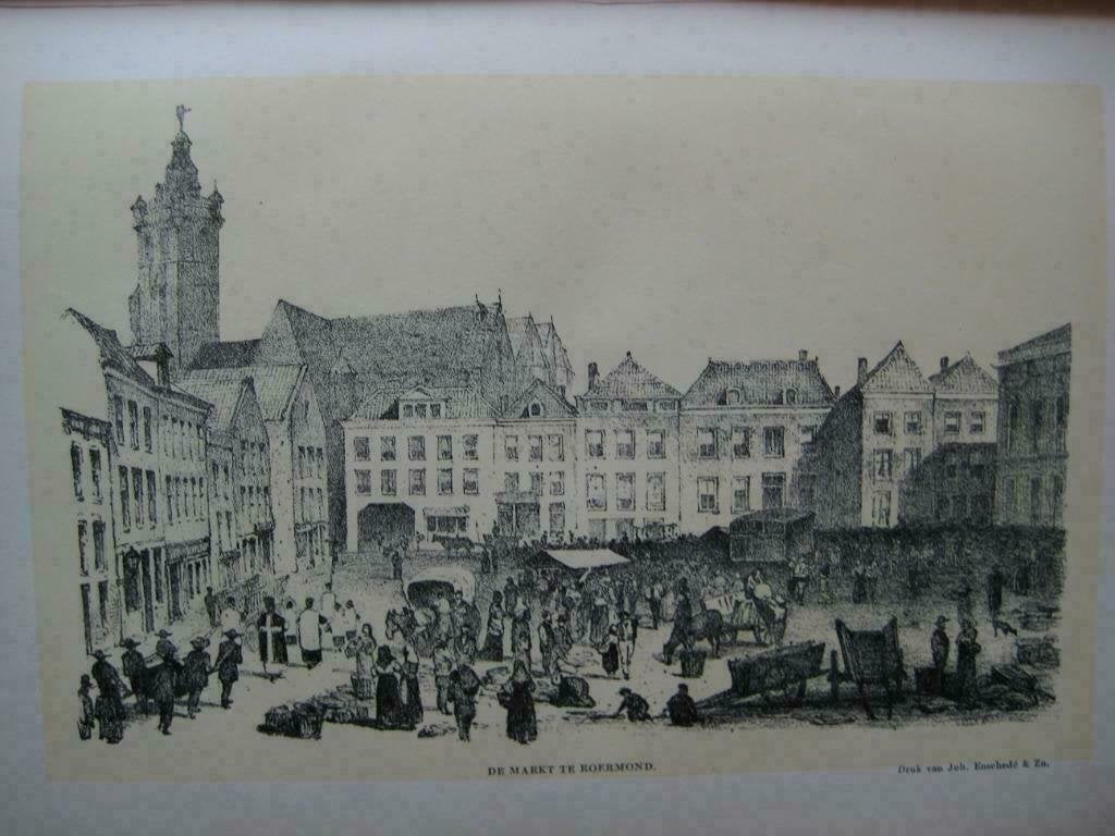 102 / Roermond  de markt  Litho 1884, Ophalen of Verzenden