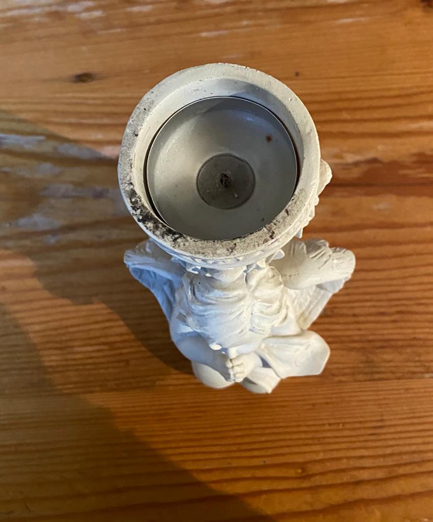 Sfeervolle Witte Engel Waxinelichthouder, Huis en Inrichting, Woonaccessoires | Kandelaars en Kaarsen, Overige materialen, Gebruikt