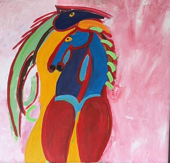 Wild Horsus - Kleurrijk Abstract Paardenschilderij, Ophalen of Verzenden