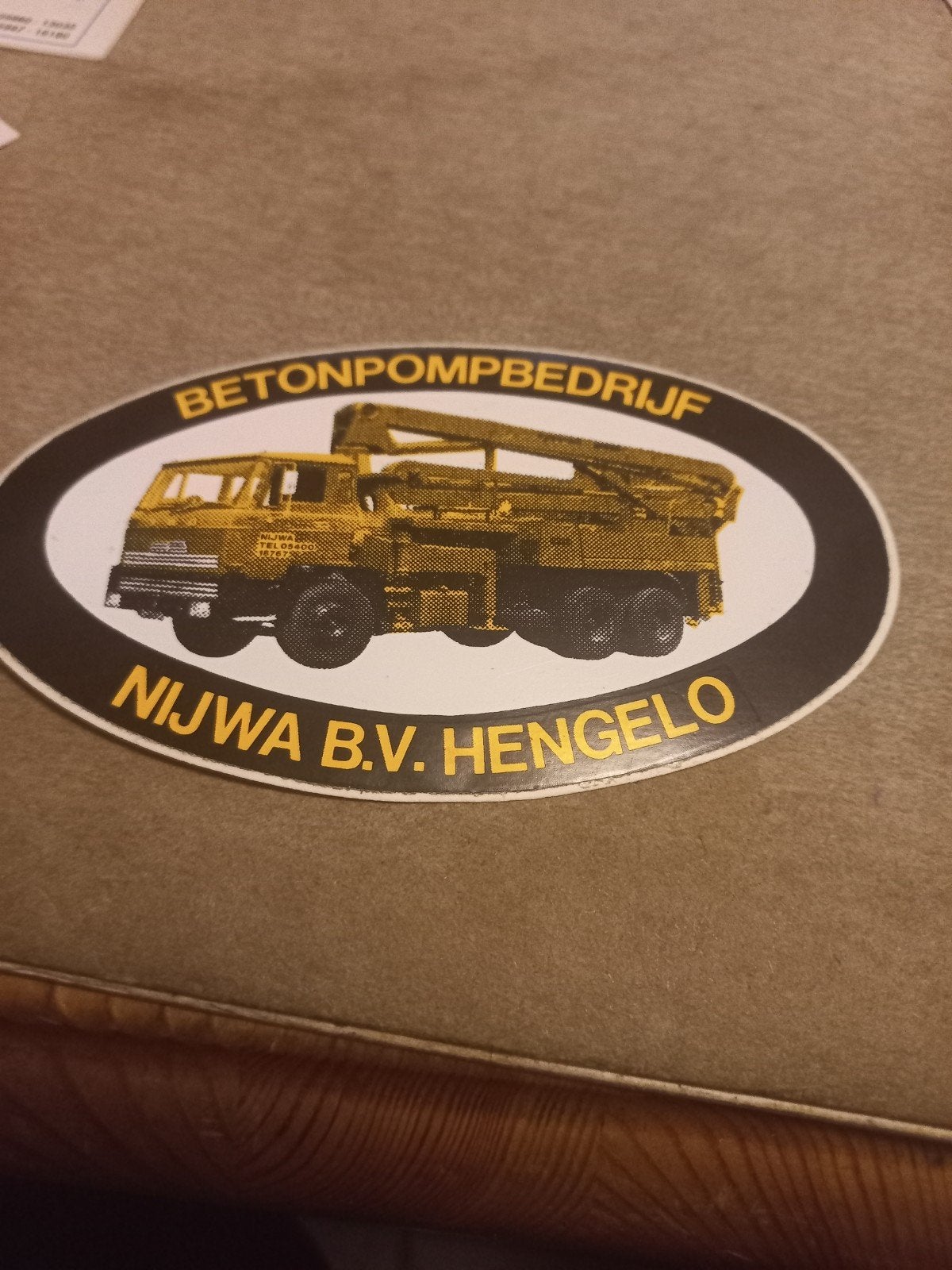 Vintage sticker Betonpompbedrijf Nijwa B.V. Hengelo, Ophalen of Verzenden, Gebruikt