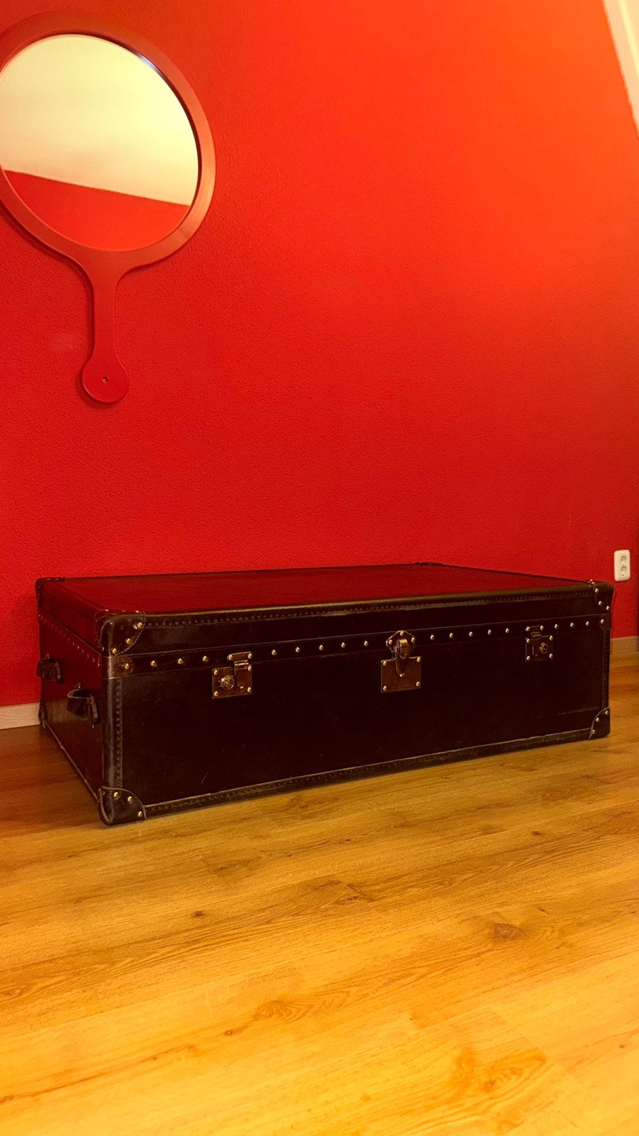 Timothy oulton vintage prachtig leer grote koffer salontafel, Ophalen, Zo goed als nieuw
