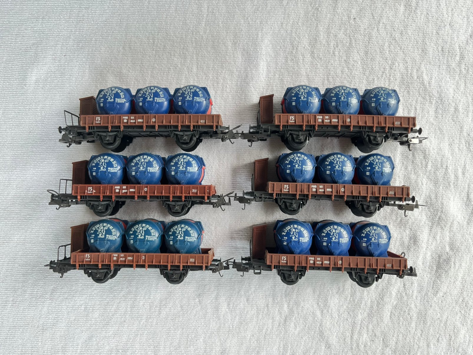 6x Lima FS Lowenbrau containerwagons H0, Hobby en Vrije tijd, Modeltreinen | H0, Gebruikt, Gelijkstroom, Wagon, Ophalen of Verzenden