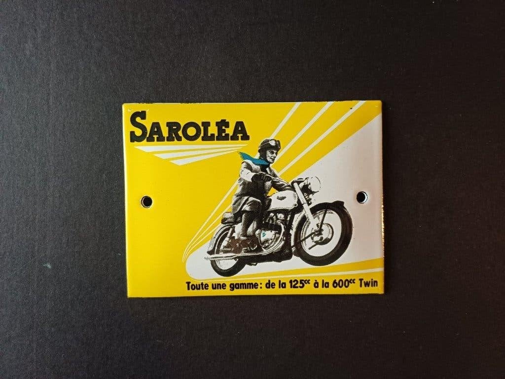 Emaille gebold SAROLEA reclamebord reclame bord, Verzamelen, Ophalen of Verzenden, Zo goed als nieuw, Reclamebord