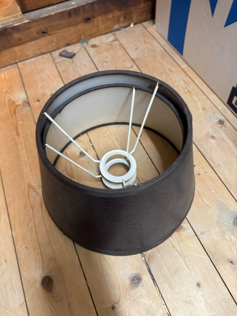2 Bruine Slangenleren Motief Lampenkappen - 20/15 cm, Ophalen, Gebruikt, Bruin, Rond