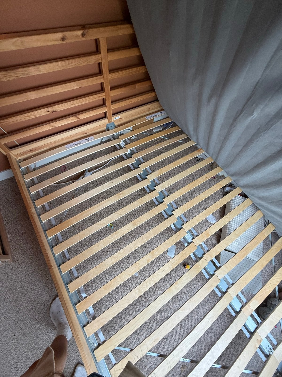GRATIS Houten tweepersoonsbed + lattenbodem tarva 160, Ophalen, Gebruikt, Bruin, Tweepersoons