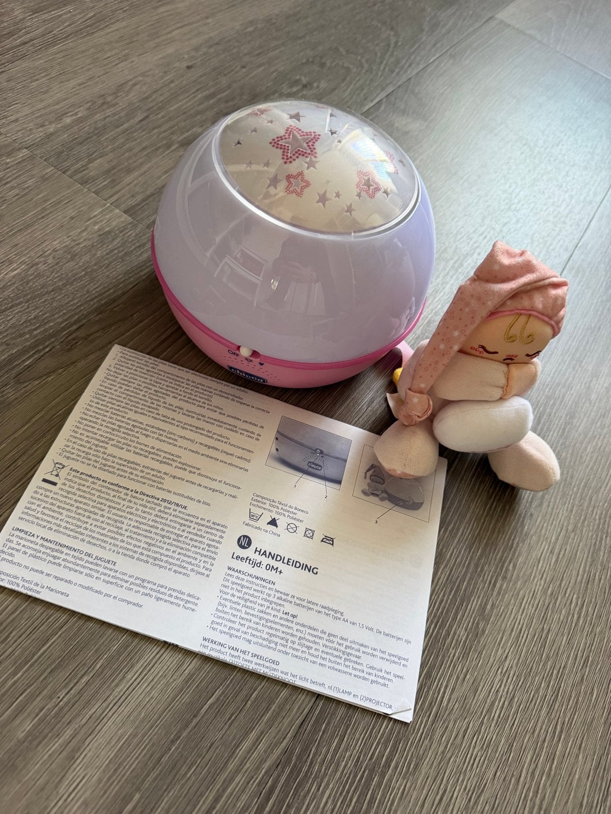 Chicco Nachtlampje/Sterrenprojector met Muziek, Ophalen, Gebruikt, Overige typen, Met licht