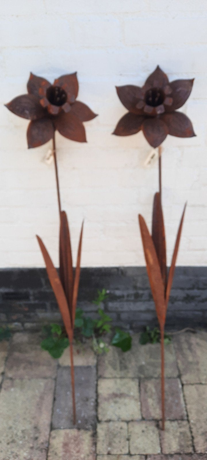 Roestbruine metalen tuindecoratie bloemen (2 stuks), Ophalen of Verzenden, Nieuw