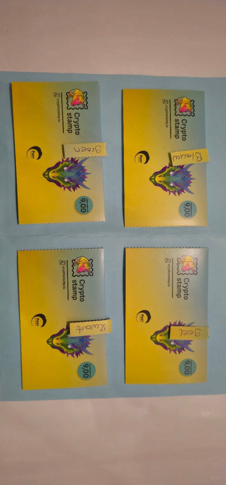 Crypto Stamp Lux 2024 Draak - Set van 4 (ONGECLAIMD), Ophalen of Verzenden, Luxemburg, Postfris