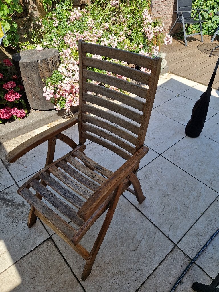teakhouten tuinstoelen, Ophalen, Gebruikt, Teakhout, Inklapbaar