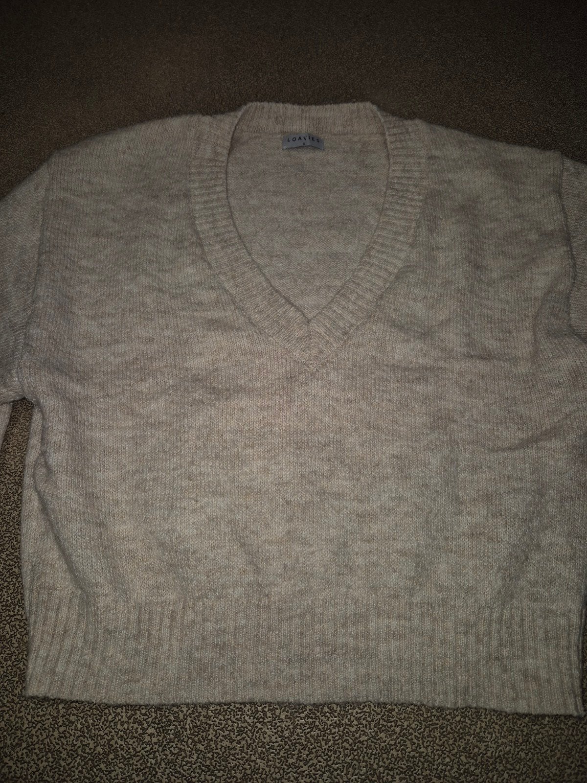 Loavies gebreide trui met V-hals - Maat S, Beige, Ophalen of Verzenden, Maat 36 (S), Loavies