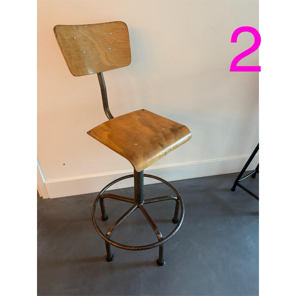 3 vintage schilderskrukken, Huis en Inrichting, Barkrukken, Ophalen, Draaibaar, Gebruikt, 60 tot 90 cm