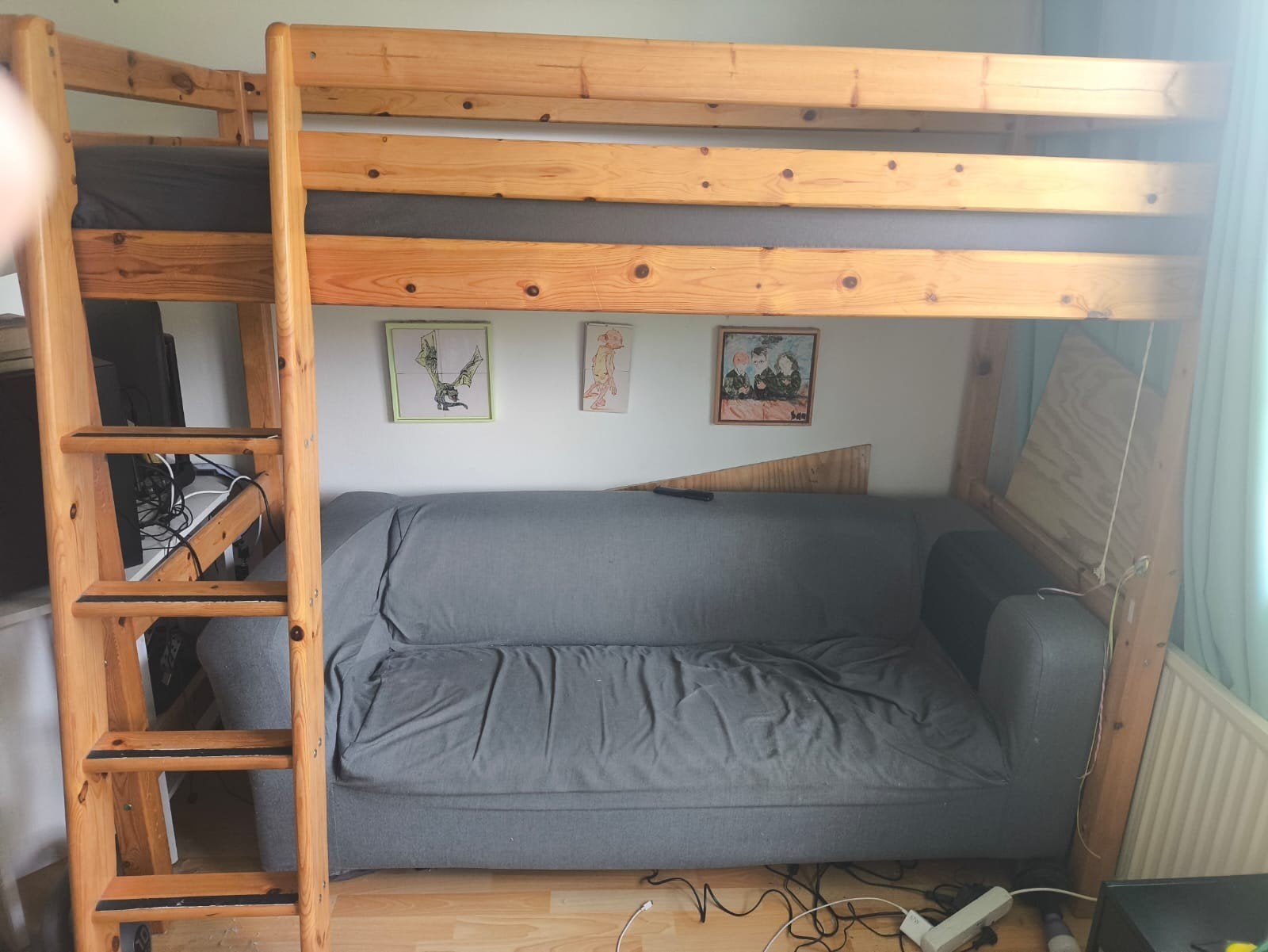 Houten hoogslaper - gebruikt, Ophalen, Gebruikt, Eenpersoons, 200 cm