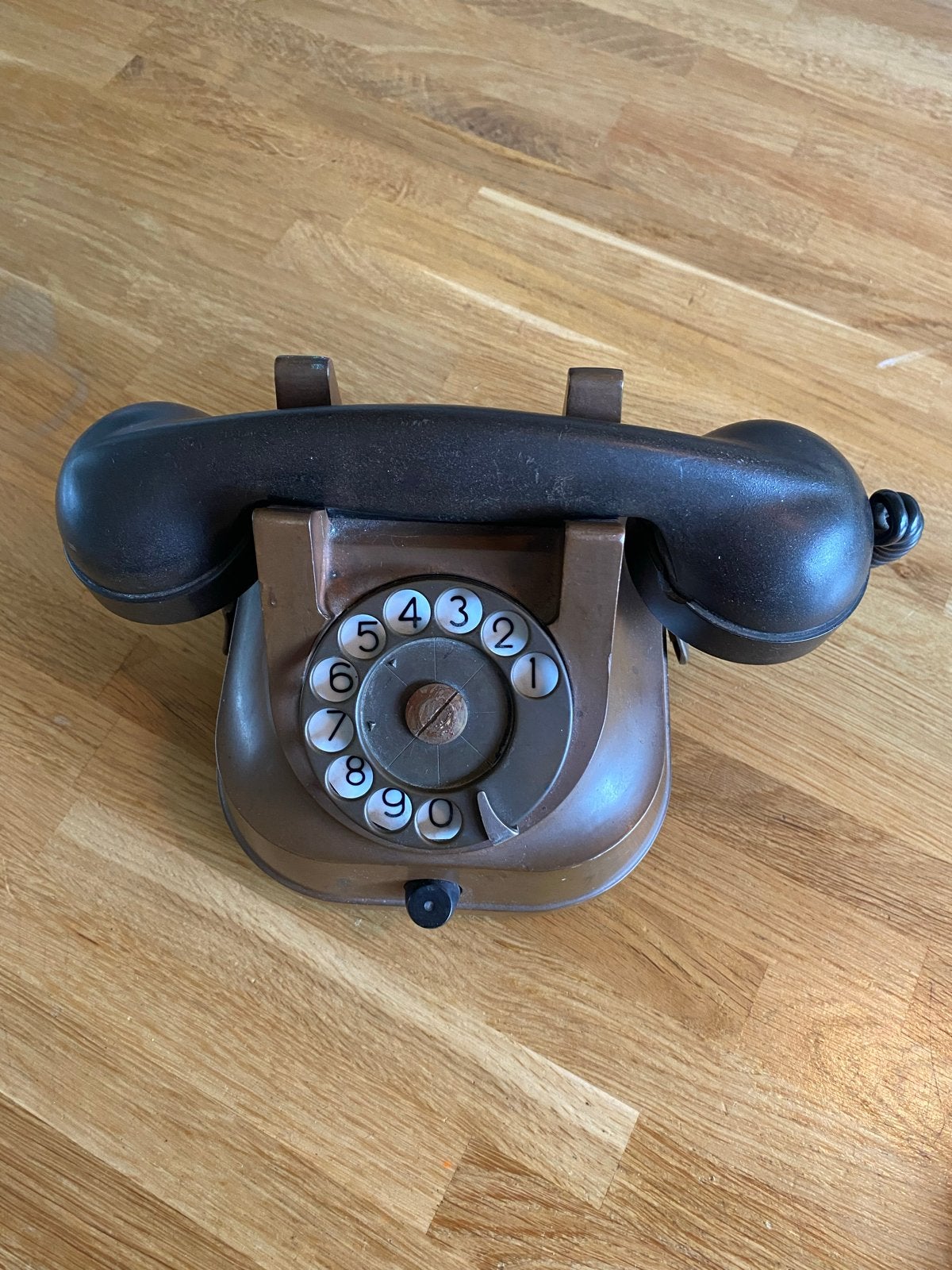 Vintage Telefoon met Draaischijf - koper en bakkeliet, Ophalen of Verzenden