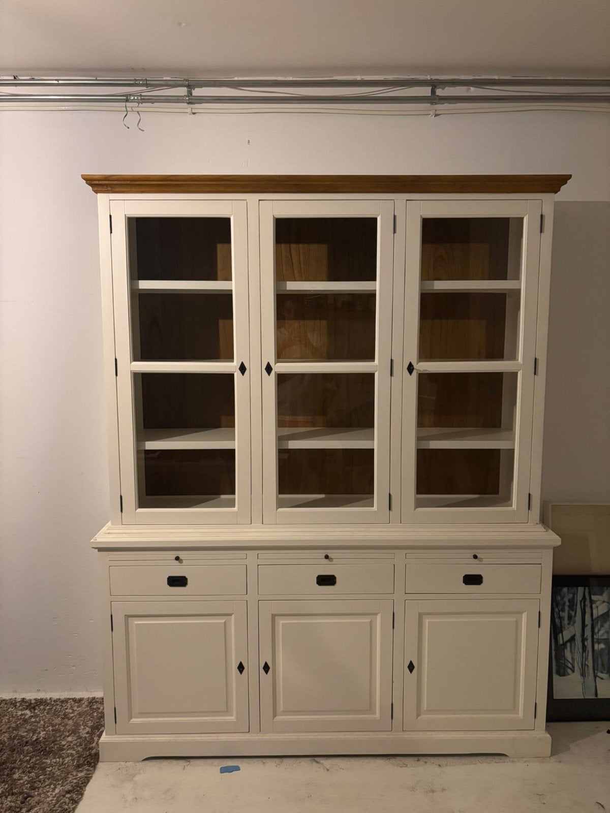 Landelijke witte buffet kast / vitrine kast