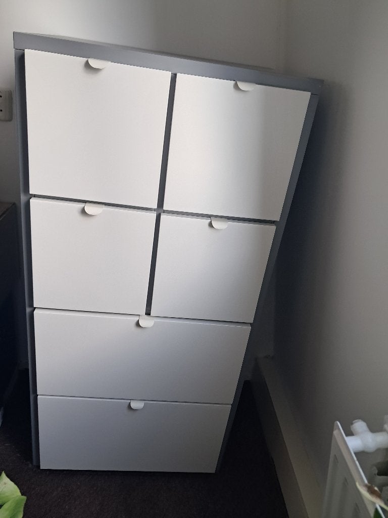 Ladekast met 6 lades, grijs en wit, Huis en Inrichting, Ophalen, 5 laden of meer, 100 tot 150 cm, 50 tot 100 cm