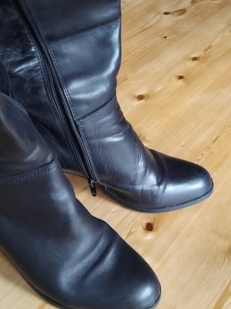 lange zwarte laarzen, maat 37, Manfield, Hoge laarzen, Zwart, Ophalen of Verzenden, Zo goed als nieuw