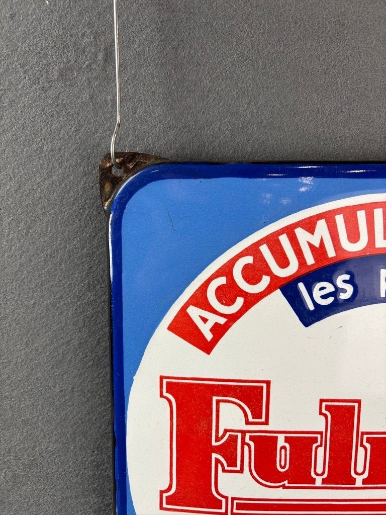 Oud origineel Fulmen accu's emaille reclamebord 30x48cm, Reclamebord, Gebruikt, ., Ophalen of Verzenden