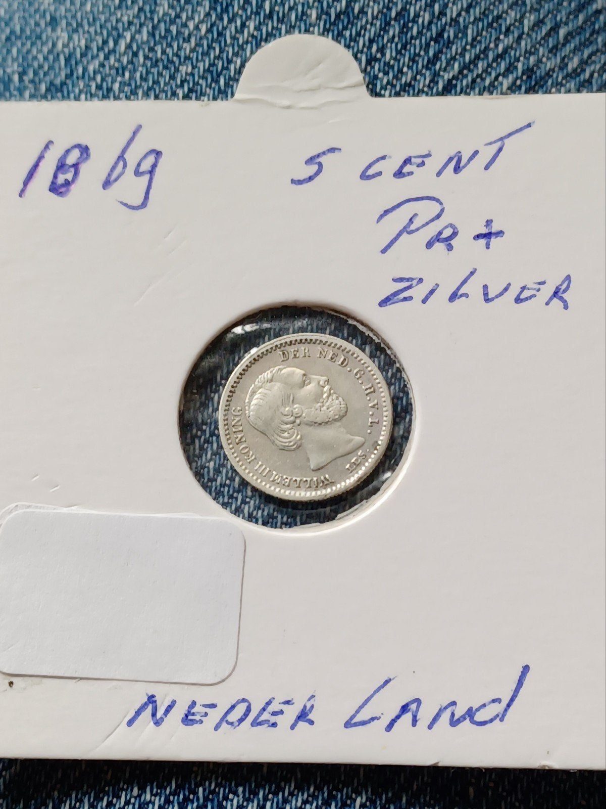 munt 1869 5 cent Nederland zilver, Ophalen of Verzenden, Overige landen, 5 cent, Zilver