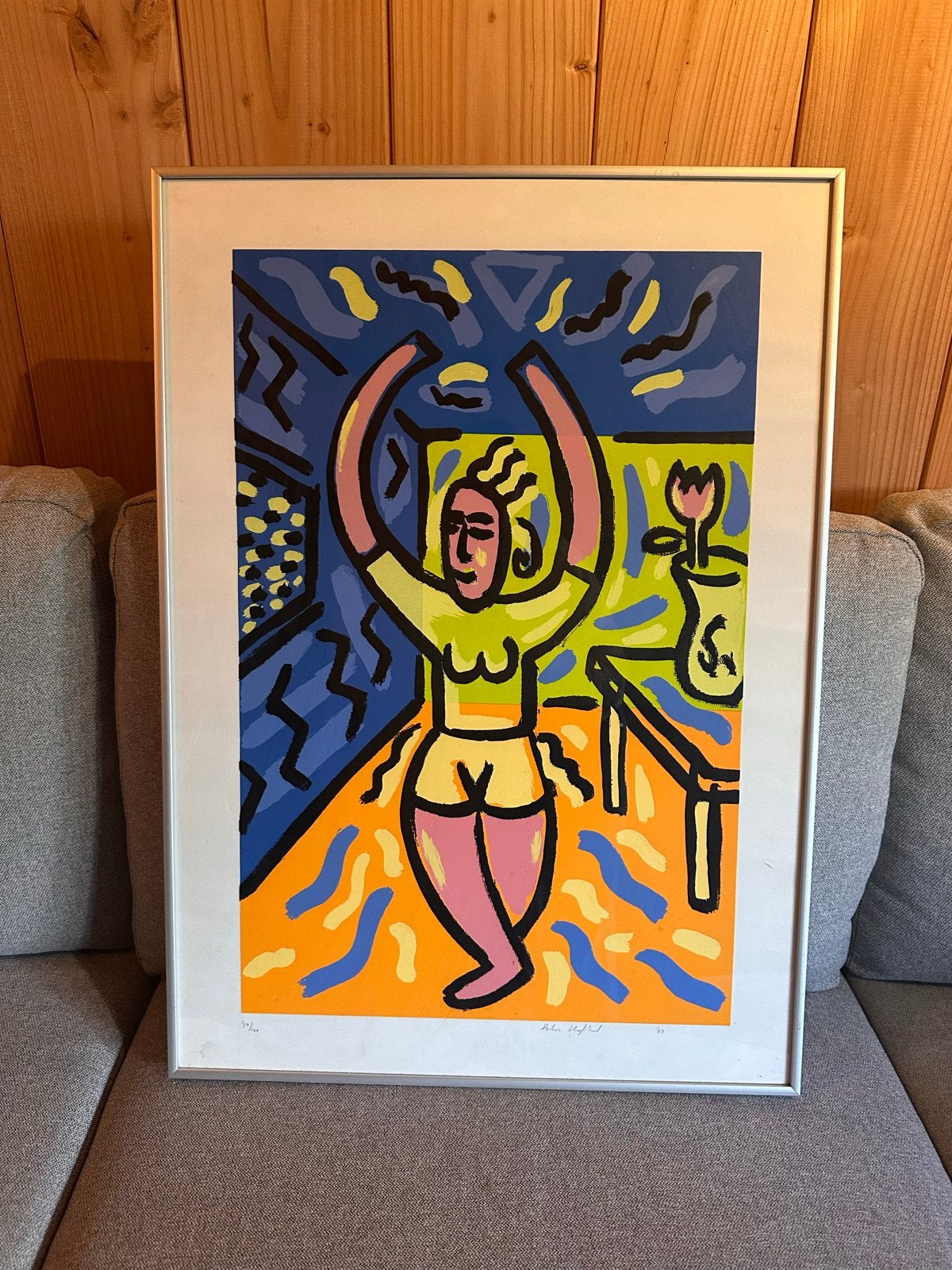 Zeefdruk Peter Hofland Dansende vrouw, Ophalen, Figuren, Papier/karton, Ingelijst