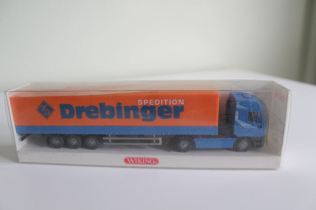 Wiking Iveco Eurostar met huifoplegger "Drebinger", Ophalen of Verzenden, Zo goed als nieuw, Bus of Vrachtwagen, Wiking