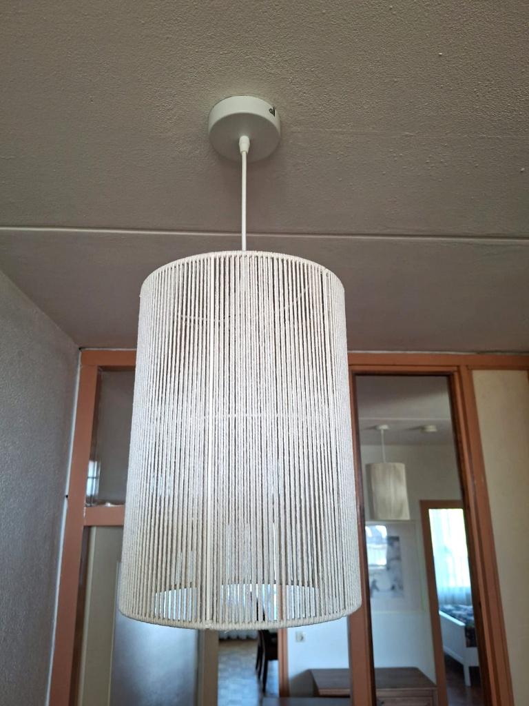 Lampenkap Kwantum Ares Touw ø 25 cm incl snoerpendel, Huis en Inrichting, Lampen | Lampenkappen, Ophalen, Zo goed als nieuw, Wit