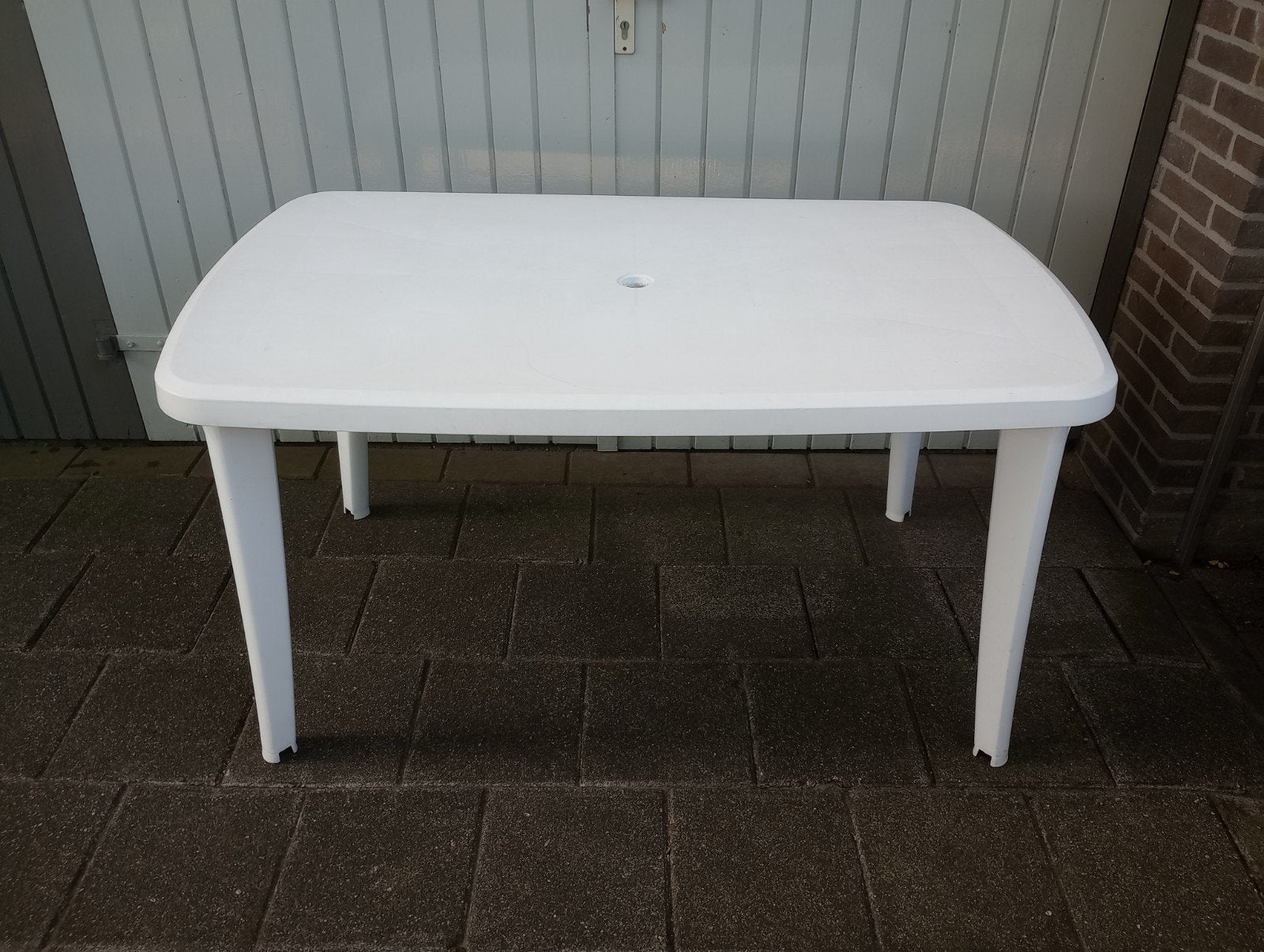 Florabest Tuintafel 140x85x72 cm, Wit, Kunststof, Tuin en Terras, Tuintafels, Ophalen, Gebruikt, Rechthoekig, Kunststof